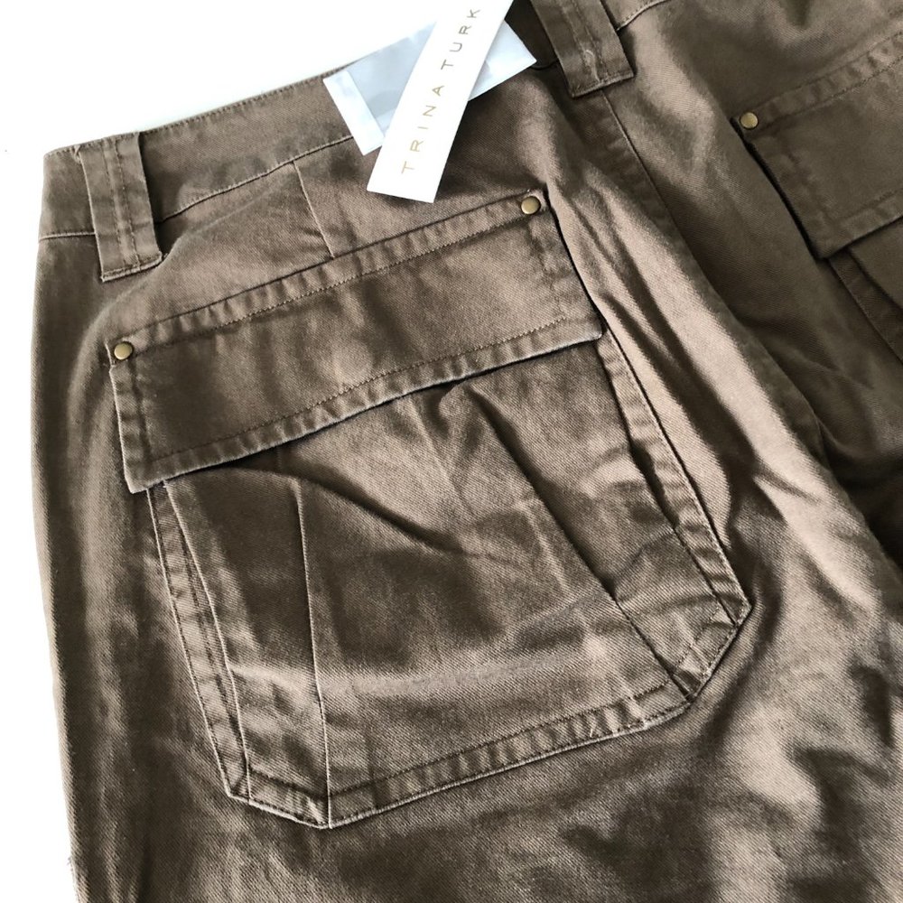 TRINA TURK Pinot Noir Cargo Pant Olive/Kahki Sz 12 - Picture 4 of 9